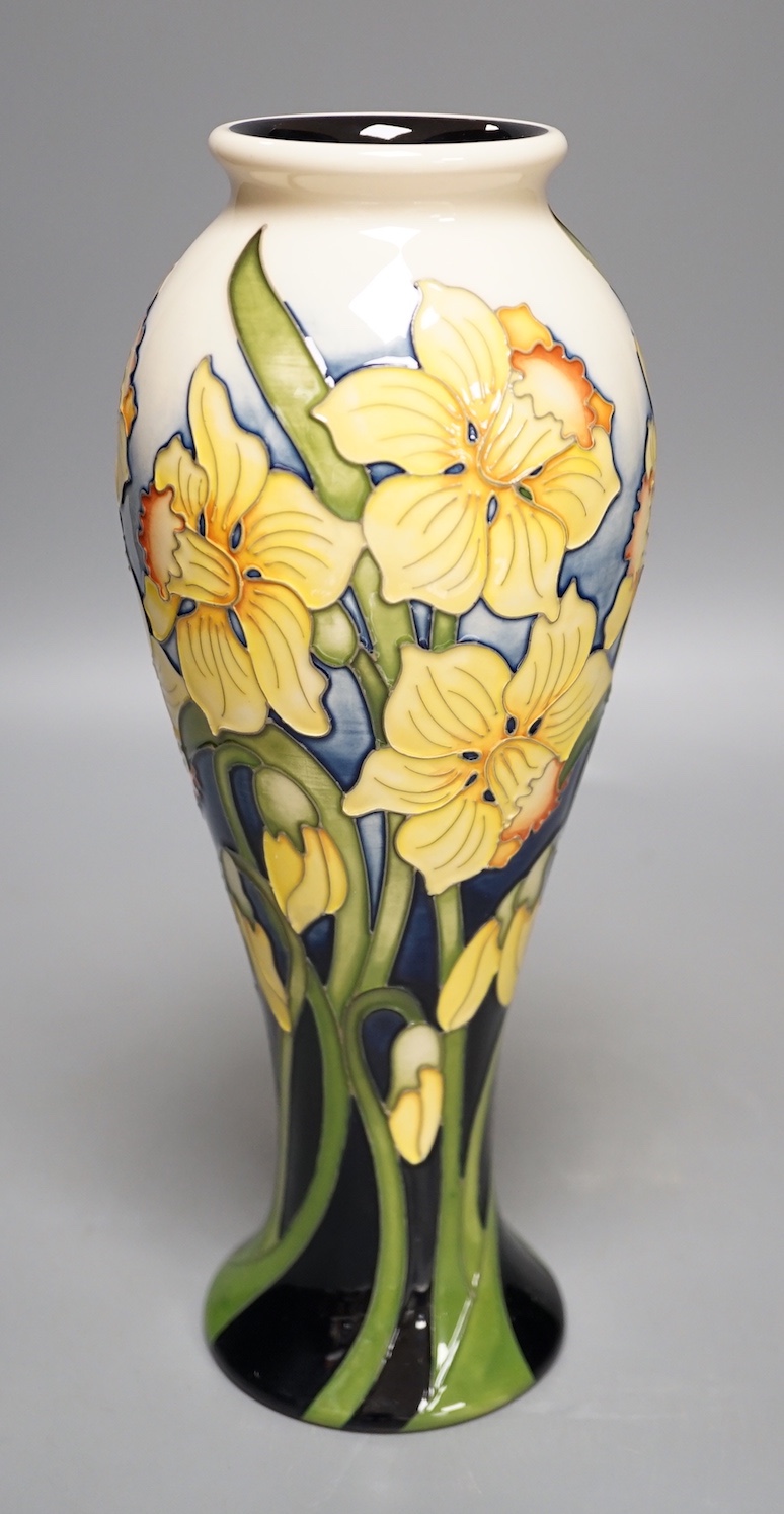 A Moorcroft 'daffodil' vase, trial piece, limited edition 17/75, 2017, boxed, 27cms high